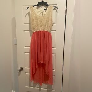 Pink and cream high low dress